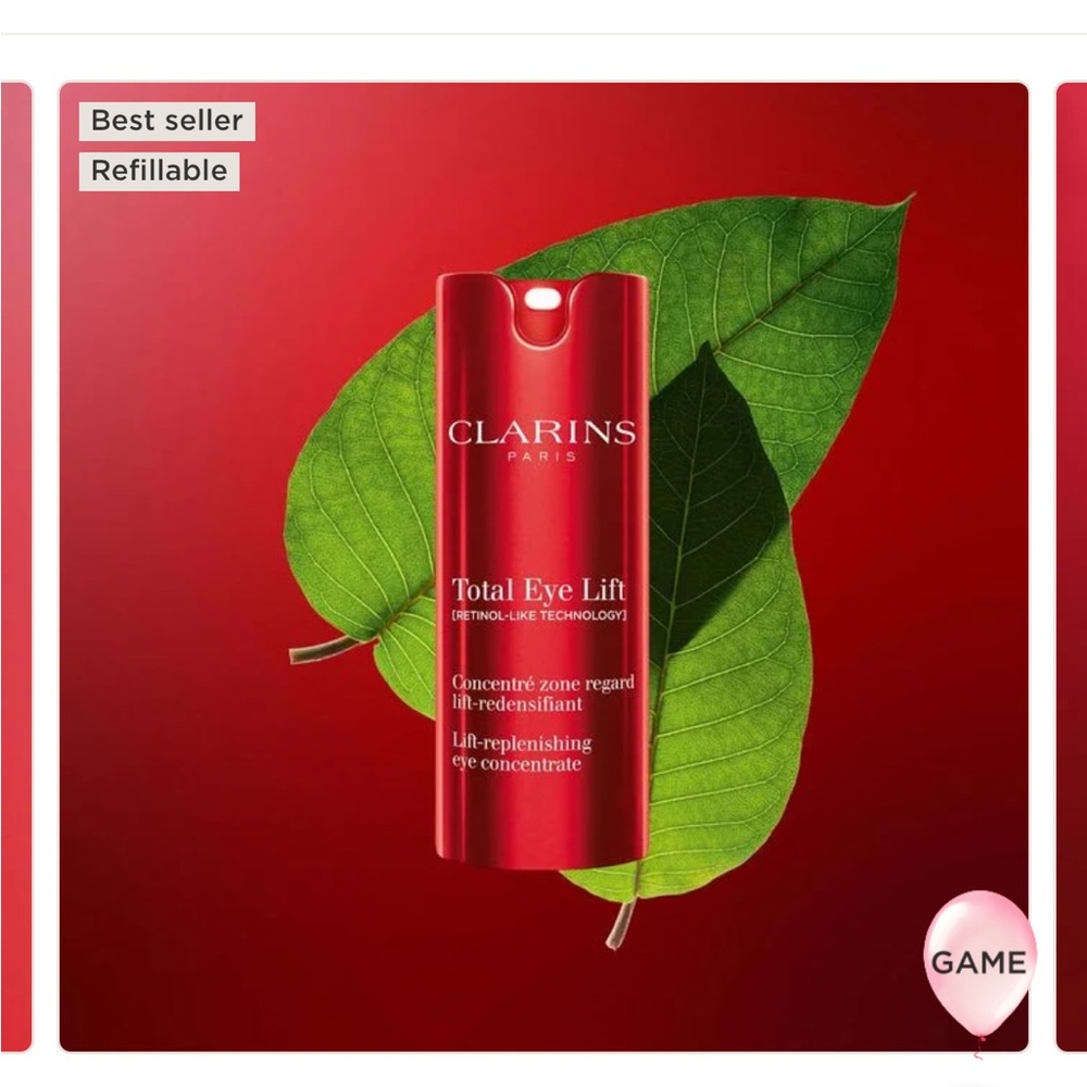 Clarins Total Eye Lift refillable eye cream for  firming  dark circles wrinkles